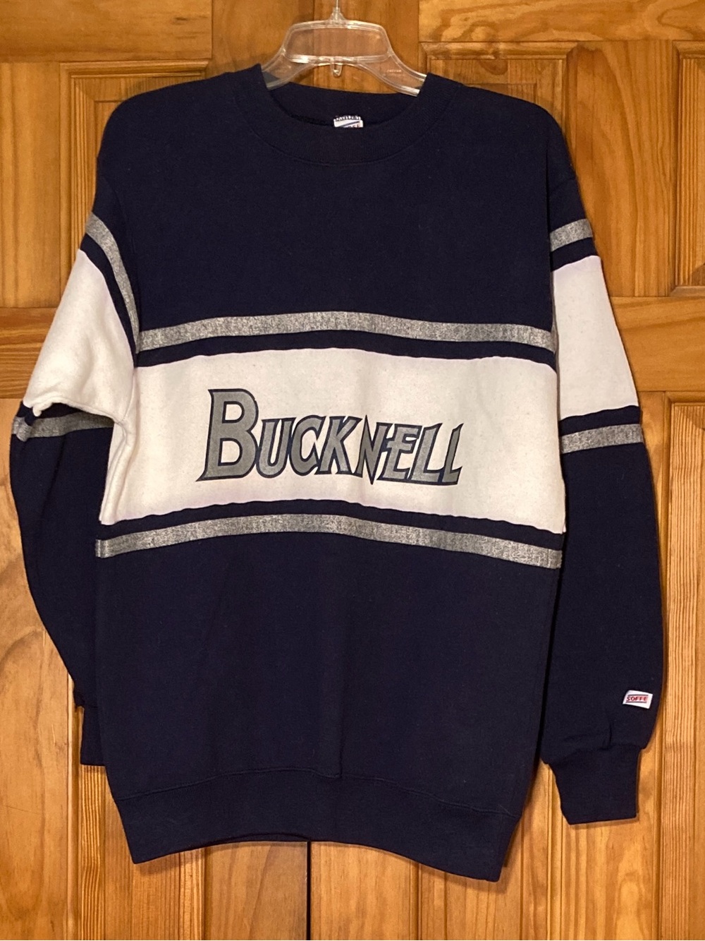 EUC Soffe Vintage 80s 90s Bucknell Sweatshirt Long Sleeve Blue White Large 42-44